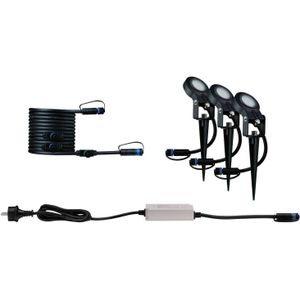 Paulmann 94729 Plug & Shine LED buitenverlichting tuinspot Sting set van 3 insectvriendelijk IP67 2200K 3x6,3W 75VA antraciet rond dimbaar