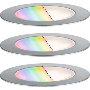 Paulmann Plug & Shine Floor Grondspot - Smart Home - Zigbee 3.0 - RGBW - Set van 3 - IP67 - RGBW - Edelstaal