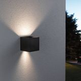 Paulmann LED-wandlamp Smart Home Zigbee 3.0 Cybo  IP44 hoekig 100x100mm RGBW+ 2x2,5W 2x150lm 230V  Antraciet Aluminium 94847 - grijs Aluminium 94847