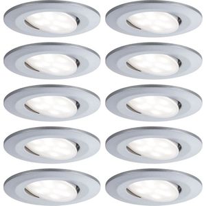 Paulmann LED-inbouwlamp voor badkamer Set van 10 stuks 65 W Chroom (mat)