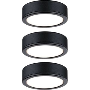 Paulmann LED-onderkastverlichting Pukk 3x3,5W 65mm 3x210lm 230V rond Zwart 99990 - zwart Kunststof 99990