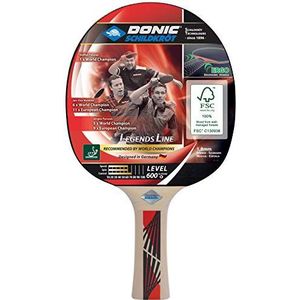 Donic-Schildkröt Tafeltennisbatje Legends 600, Ergo handvat, spons, 1,8 mm, FSC-hout, Prestige-ITTF overtrek, 724416