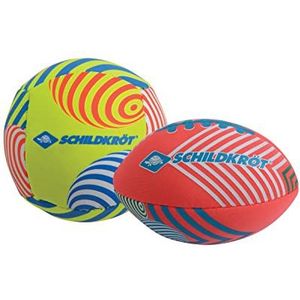 Schildkröt American Football Mini Voetbal, set van 2, 1 volley en 1 x Amerikaanse bal, Ø 9 cm, zelfklevend en zoutbestendig, ideaal voor strand en water, flamingo, geel