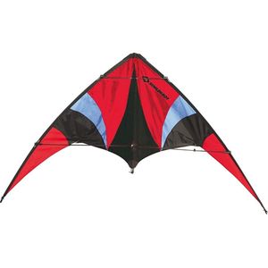 Schildkröt Stunt Kite 140, Acrobatische vlieger met twee lijnen, 10 jaar, 74 x 140 cm, met koorden van polyester 25 kp, 2 x 30 m op spoel, Beaufort schaal 2-5, 970440