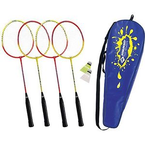 Schildkröt Badmintonset voor 4 spelers, 4 rackets, 3 stuurwielen, in transporttas, 970909