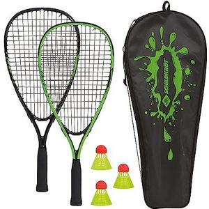 Schildkröt Speedset, 2 praktische aluminium rackets, lengte 54,5 cm, 3 volants, perfect voor een badmintonspel, wind- en snel, in een tas, 970906