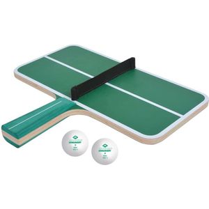 Schildkröt Ping Pong Challenge Tafeltennisset, 1 batje in de vorm van een kleine tafeltennistafel, netgarnituur, 2 ballen, behendigheidsspel voor groot en klein