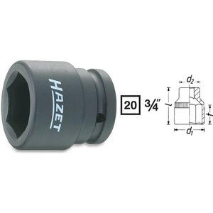 HAZET Krachtdopsleutel 1000S-24 · 3/4 inch (20 mm) vierkant hol · Buiten-zeskant-profiel · SW 24 mm