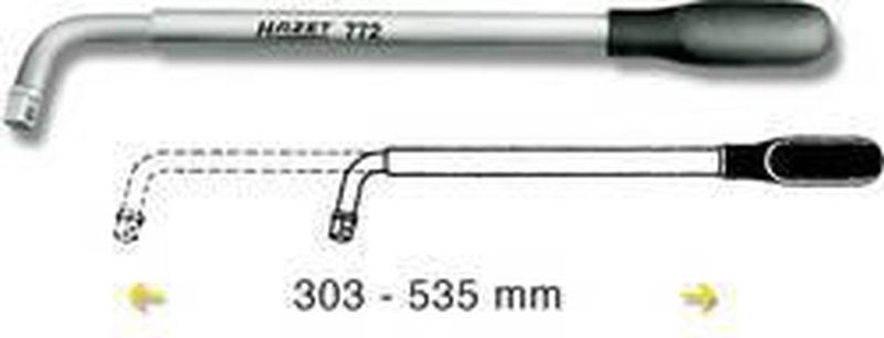 HAZET 772 - Wielmoersleutel - Uitschuifbaar 303 - 535 mm - Aandrijving Vierkant 12,5 mm