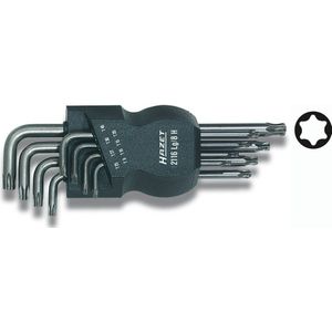 HAZET Set met haakse schroevendraaiers 2116LG/8H · Binnen-TORX-profiel · 8-delig · T9 · T10 · T15 · T20 · T25 · T27 · T30 · T40
