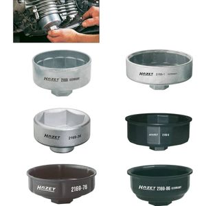 HAZET - Oliefiltersleutelset 2169/6 - 6-delig - 3/8 inch en 1/2 inch - Made in Germany