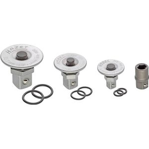 HAZET ratelsleutel-adapterset 606/4SPC | met vergrendelknop | 4-delige set | 3 ratelsleuteladapters met vergrendelknop | 1 bitadapter | voor ratelsleutels'.