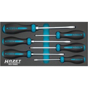 HAZET Schroevendraaierset HEXAnamic 163-184/6 - Kruiskop profiel PH, Sleufprofiel - 6-delig - 0,8 x 4 – 1,2 x 8 - PH1 – PH2