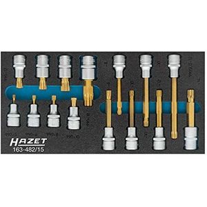 HAZET Dopsleutelbitset - XZN 163-482/15 - 1/2 inch (12,5 mm) vierkant hol - Binnenveeltandprofiel XZN - 15-delig - M5 – M12