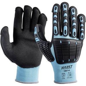 Hazet Mechanische handschoenen (TPR-beschermers op vingers en handrug, maat L) 1987-6, zwart-blauw