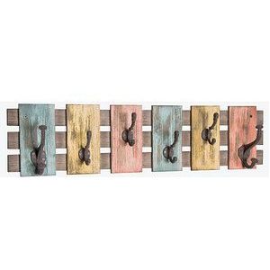 HAKU Möbel Wandgarderobe 13909 bunt Holz 6 Haken 81,0 x 20,0 cm