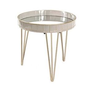 Bijzettafel grijs glas goud kleur metalen 3-poot onderstel