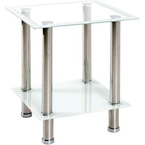 HAKU Möbel salontafel, roestvrij staal, wit roestvrij staal, B 40 x D 40 x H 46 cm