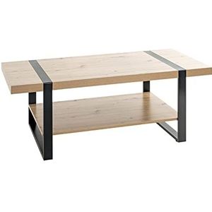 HAKU Möbel salontafel, metaal, eikenhout, zwart, B 120 x D 60 x H 45 cm