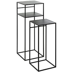 HAKU Möbel Set van 2 bijzettafels, metaal, zwart, L 35 x D 35 x H 35 cm/L 40 x D 40 x H 40 cm