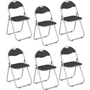 HAKU Möbel Set van 6 klapstoelen, gevoerde rugleuning, aluminium zwart, L 44 x D 47 x H 80 cm