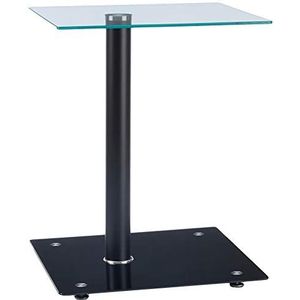 HAKU Möbel salontafel, metaal, transparant glas zwart, L 40 x D 40 x H 52 cm