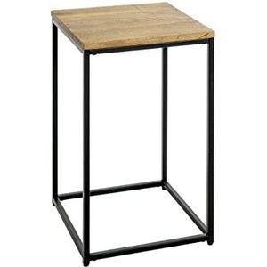 HAKU Möbel bijzettafel eiken, zwart, massief hout, metaal - Dim.: L 35 cm x H 60 cm x D 35 cm, Stijl: Modern