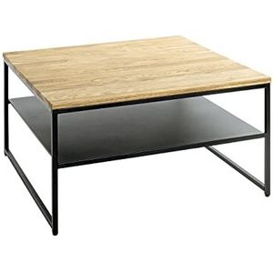 HAKU Möbel Salontafel eiken, zwart, Massief hout, metaal - Maat: B 70 cm x H 40 cm x D 70 cm, Stijl: Modern