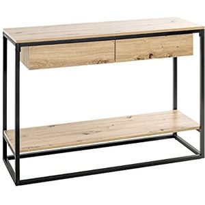 HAKU Möbel console eiken, zwart, MDF, metaal - Afmeting: L 100 cm x H 75 cm x D 35 cm, Stijl: Modern