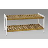 HAKU Möbel Schoenenrek natuurlijk, wit, Bamboe, MDF - Maat: B 70 cm x H 34 cm x D 26 cm, Stijl: Scandinavisch