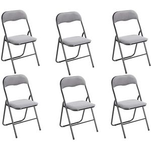 HAKU Möbel Klapstoel set van 6, metaal, zwart-grijs, D 45 x B 45 x H 81 cm