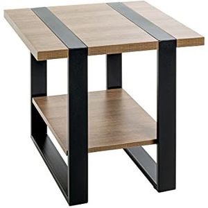 HAKU Möbel salontafel, metaal, eikenhout, zwart, B 45 x D 45 x H 45 cm