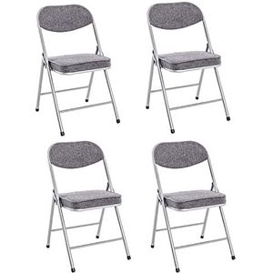 HAKU Möbel Set van 4 klapstoelen met gestoffeerde rugleuning, aluminium, grijs, B 47 x D 53 x H 79 cm