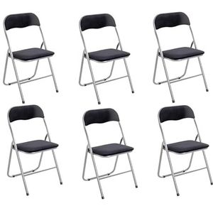 HAKU Möbel Klapstoel set van 6, metaal, aluminium-zwart, D 45 x B 45 x H 81 cm
