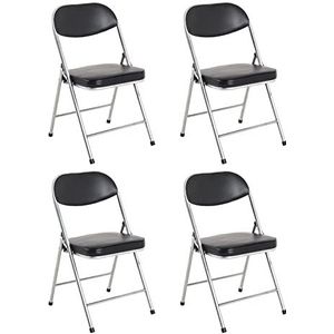 HAKU Möbel Set van 4 klapstoelen met gestoffeerde rugleuning, aluminium, zwart, B 47 x D 53 x H 79 cm