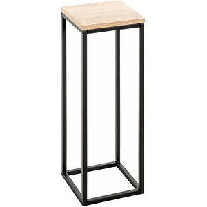 HAKU Möbel plantenrek eiken, zwart, MDF, metaal - Afmetingen: L 19 cm x H 54 cm x D 19 cm, Stijl: modern