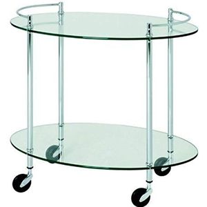 Haku Möbel 85268 tafel voor serveerwagen, staal/gehard glas, verchroomd, 68 x 46 x 63 cm