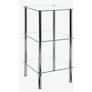 HAKU Möbel Plank chroom, Metaal, veiligheidsglas - Maat: B 39 cm x H 77 cm x D 39 cm, Stijl: Modern