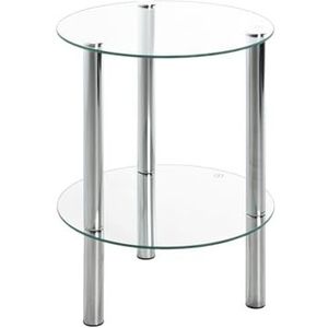 Haku Möbel 90243 salontafel, stalen buizen/gehard glas, verchroomd, hoogte 47 cm, Ø 35 cm