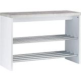 HAKU Möbel 95631 zitbank, metaal, betonlook, 81 x 30 x 55 cm, wit/chroom