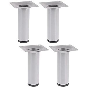 Wagner meubelpoot/tafelpoot/meubelvoet Classic Retro 4-delige set - Ø 30 x 100 mm, geïntegreerde schroefplaat 60 x 60 mm, binnendraad Ø 10 mm, staal gepoedercoat aluminium-zilver - 121004