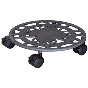 WAGNER Plantentrolley LUCKY SHAMROCK Ø 29 x 6,5 cm I Bloementrolley voor binnen + buiten I Containertrolley van gietijzer, papyruswit, met 2 onderbrekingen I Draagvermogen 20 kg - 20091801