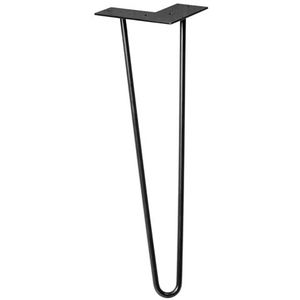 WAGNER Meubelpoot / tafelpoot / meubelpoot - HAIRPIN LEG - Retro stijl - Zwart gepoedercoat staal, 12 x 12 x 40 cm, conische/schuine voet, met geïntegreerde schroefplaat - 12824001