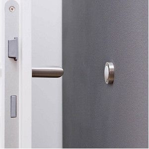 Wagner Design-wanddeurstopper, Ø 38 mm, VE = 2 stuks, hoogte 10 mm, roestvast staal/wit
