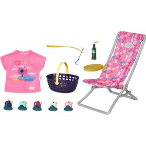 BABY born - Weekend Vissen Outfit - Poppenkleding - Roze - Inclusief Accessoires