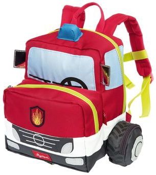 sigikid Uniseks rugzak voor kinderen, tractor, Rood brandweerwagen