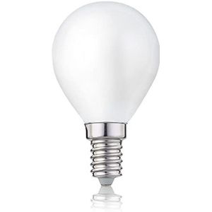 HELLUM 208214 LED-gloeilamp, G45, E14, 4W, komt overeen met 32 watt, 350 lumen, mat, A++, warm wit 2700K, 330° stralingshoek, 25000 uur, binnen en buiten