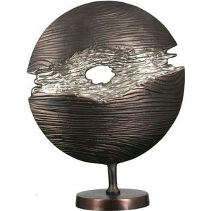 GILDE Casablanca 434 Sculptuur Slice, aluminium wengé, zilverkleurig, met gatstructuur op staaf, met ronde voet, hoogte 40,50 cm, breedte 31,50 cm, diepte 14,50 cm