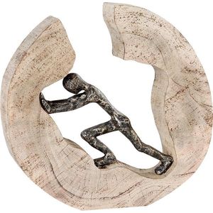 Sculptuur - Pushing - Mangohout - Aluminium - Bronskleurig