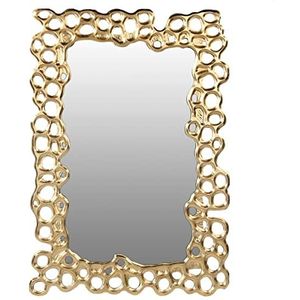 Casablanca Decoratieve spiegel wandspiegel - frame hout goudkleurig - hoog en dwars op te hangen - 100 x 70 cm